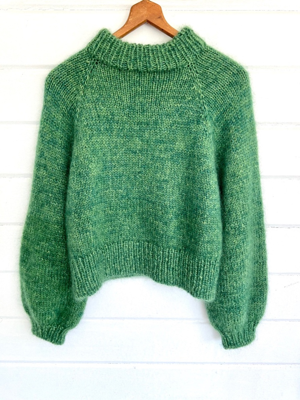 HANDKNIT Sweater with Mock Neck and Full Sleeves - S/M